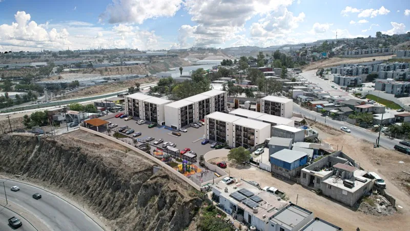 Vista aérea de Zenith Residencial y su entorno en Colinas de California, Tijuana