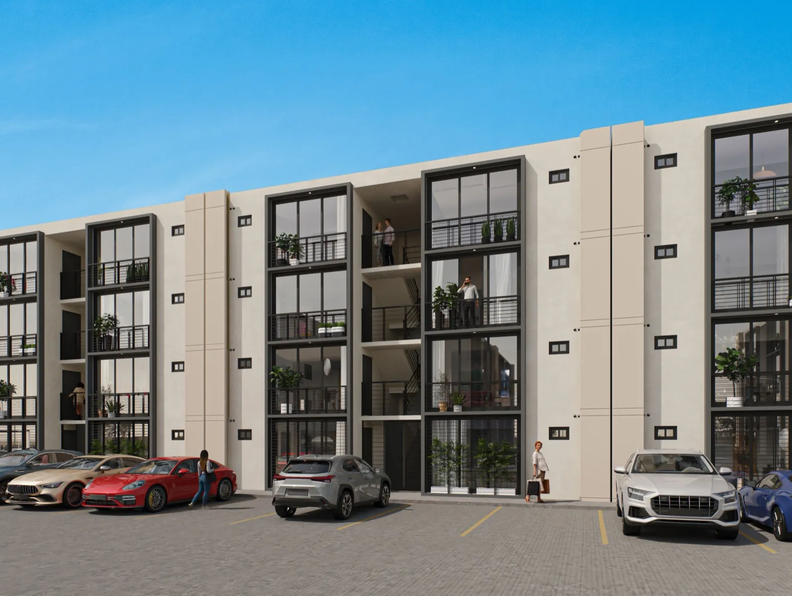Edificio de departamentos Zenith Residencial con estacionamiento al frente